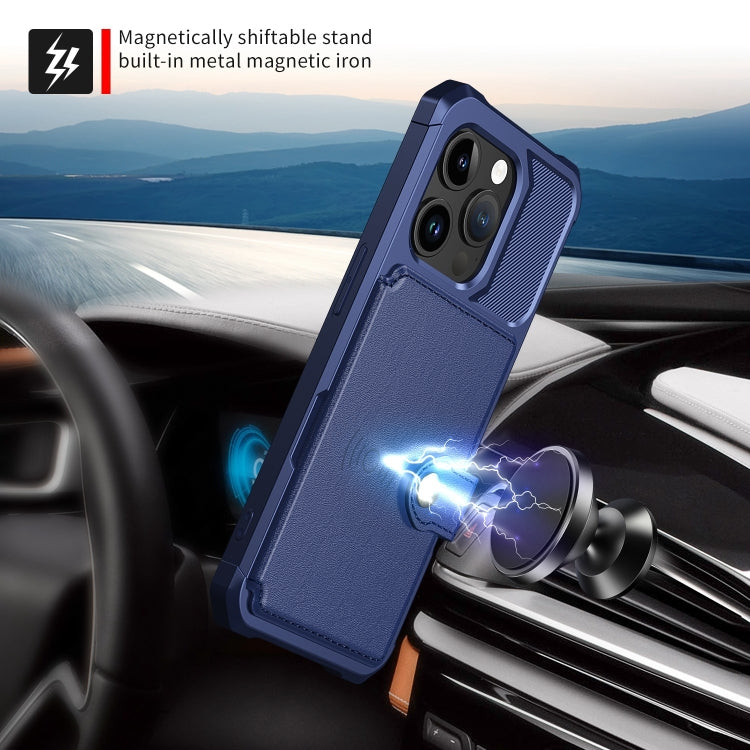 For iPhone 15 Pro Max Magnetic Wallet Card Bag Leather Phone Case