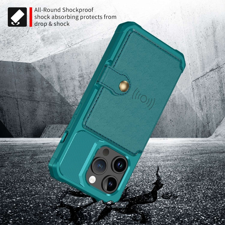 For iPhone 15 Pro Max Magnetic Wallet Card Bag Leather Phone Case