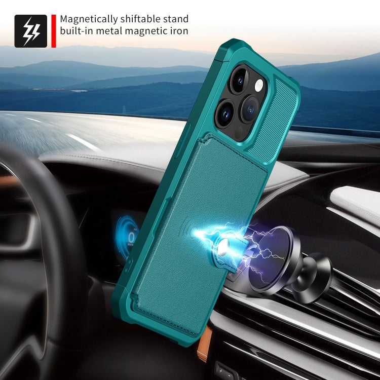 For iPhone 15 Pro Max Magnetic Wallet Card Bag Leather Phone Case