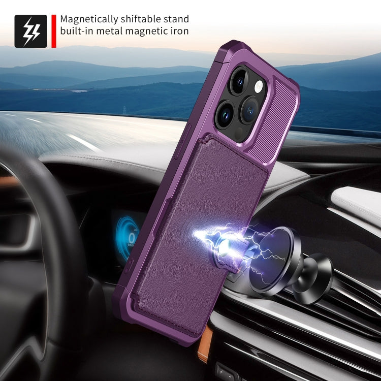 For iPhone 15 Pro Max Magnetic Wallet Card Bag Leather Phone Case