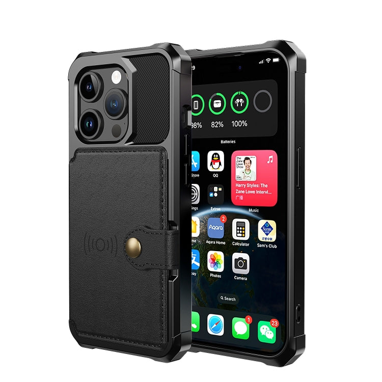 For iPhone 15 Pro Magnetic Wallet Card Bag Leather Phone Case