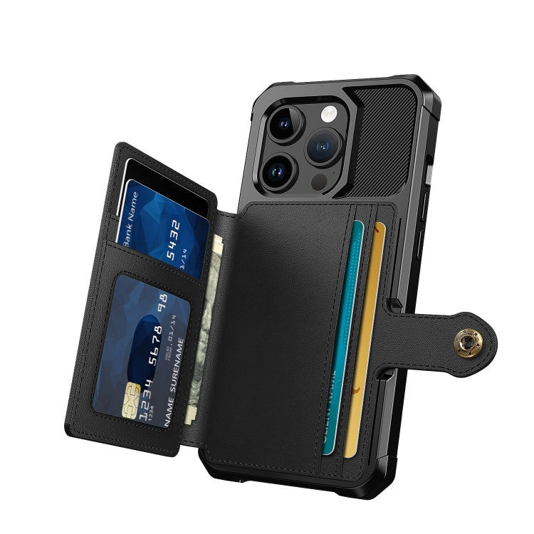 For iPhone 15 Pro Magnetic Wallet Card Bag Leather Phone Case