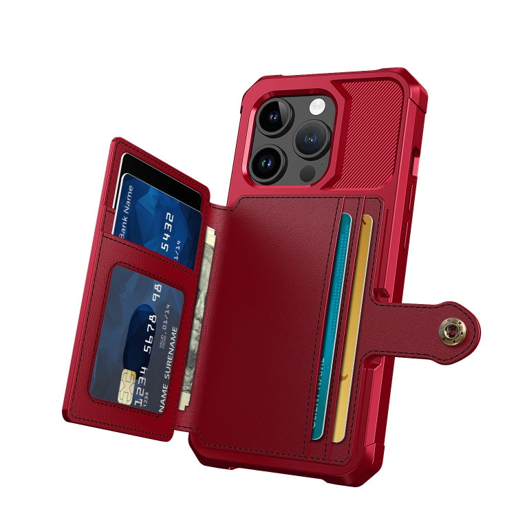 For iPhone 15 Pro Magnetic Wallet Card Bag Leather Phone Case