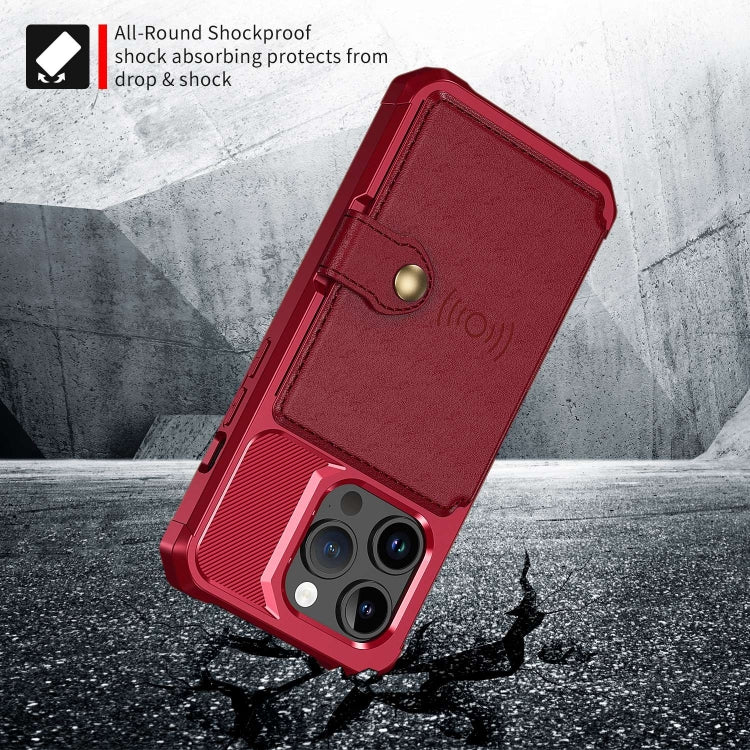 For iPhone 15 Pro Magnetic Wallet Card Bag Leather Phone Case
