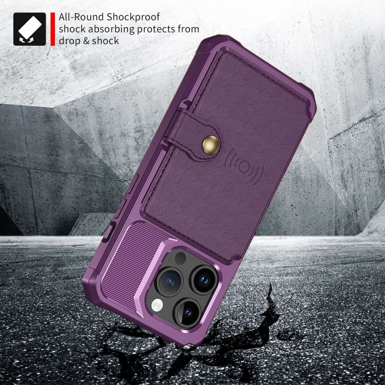 For iPhone 15 Pro Magnetic Wallet Card Bag Leather Phone Case