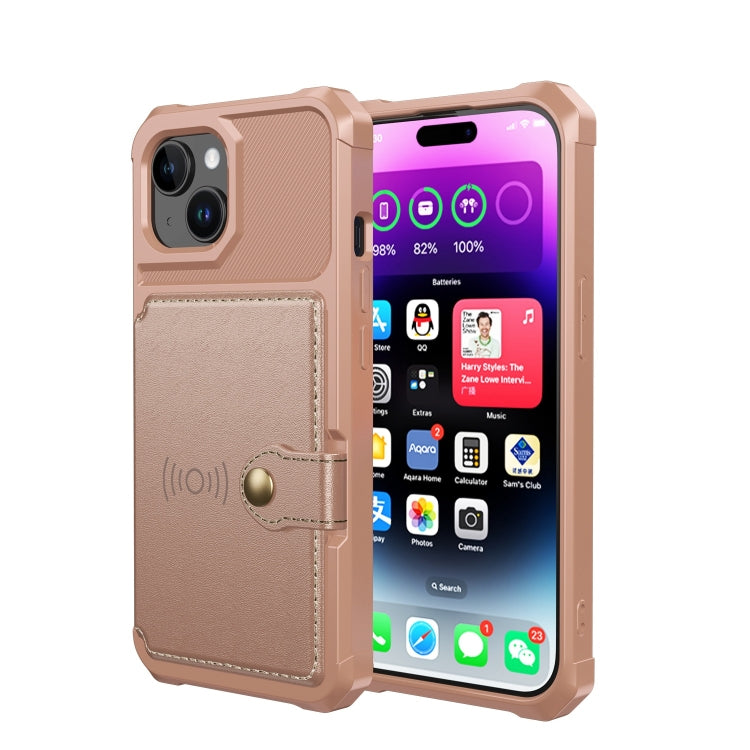 For iPhone 15 Plus Magnetic Wallet Card Bag Leather Phone Case