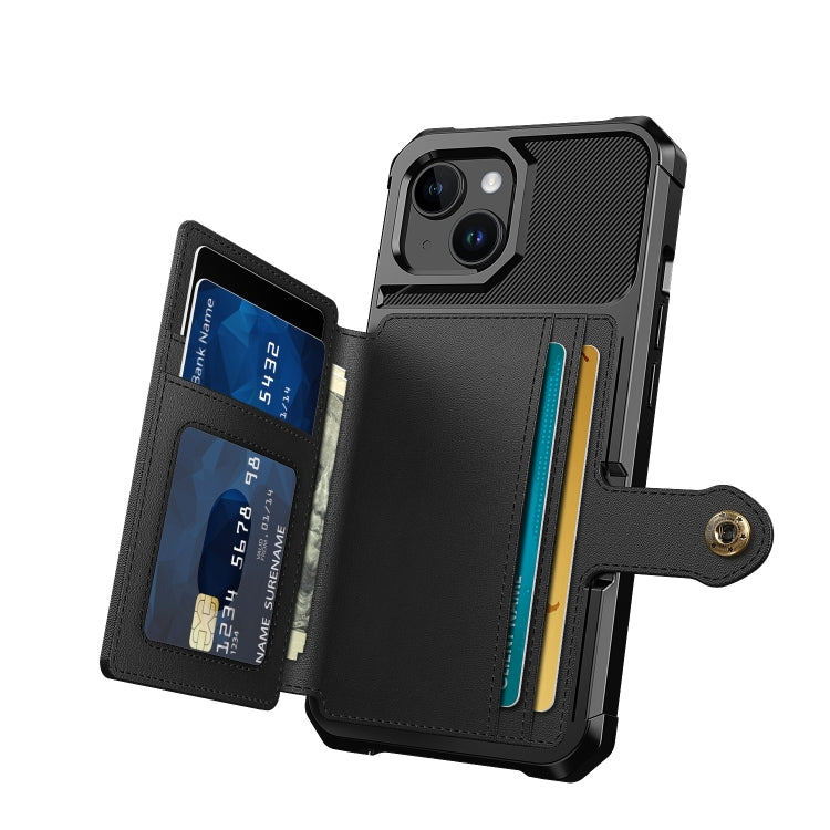 For iPhone 15 Plus Magnetic Wallet Card Bag Leather Phone Case