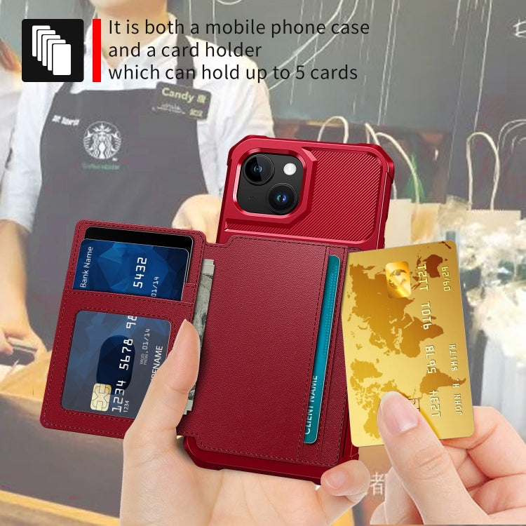 For iPhone 15 Plus Magnetic Wallet Card Bag Leather Phone Case