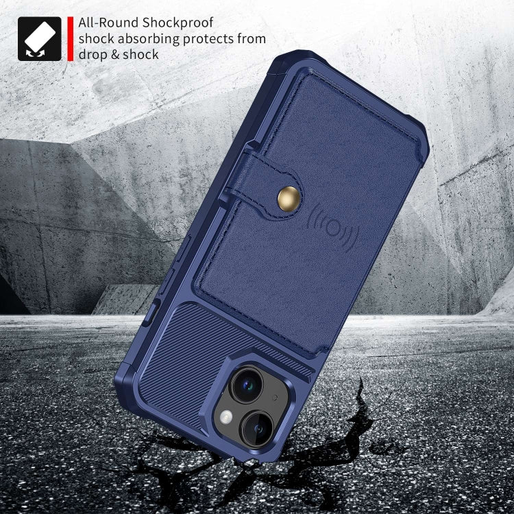 For iPhone 15 Plus Magnetic Wallet Card Bag Leather Phone Case