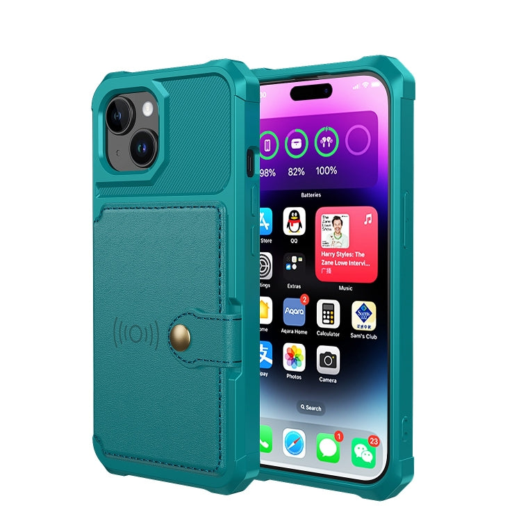 For iPhone 15 Plus Magnetic Wallet Card Bag Leather Phone Case