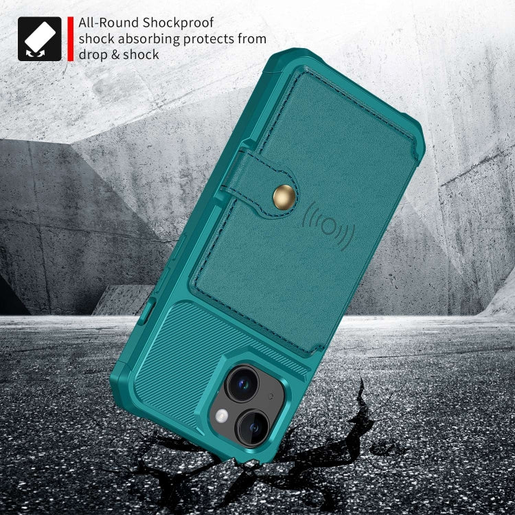For iPhone 15 Plus Magnetic Wallet Card Bag Leather Phone Case