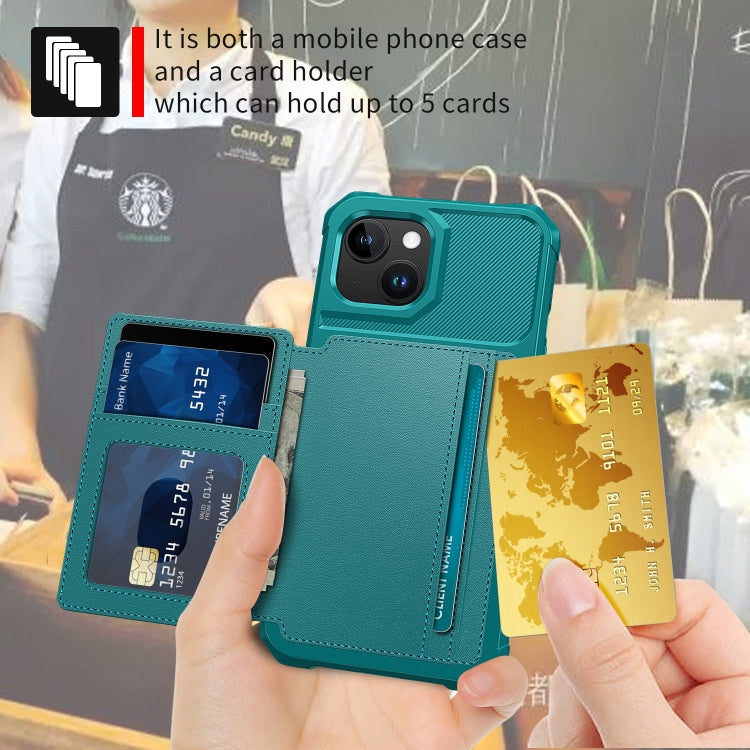 For iPhone 15 Plus Magnetic Wallet Card Bag Leather Phone Case