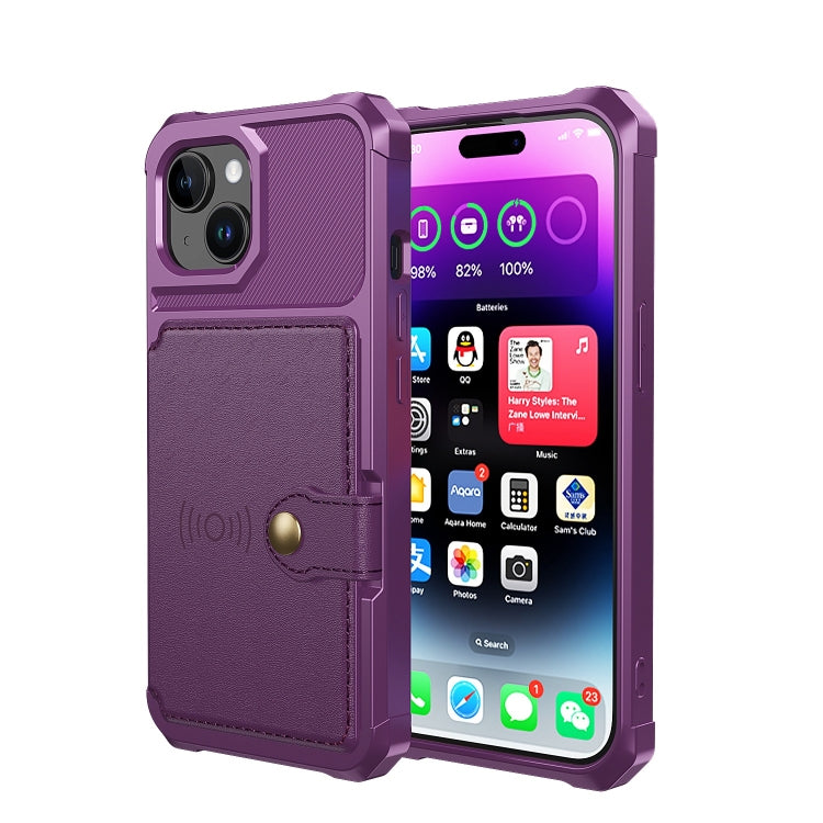 For iPhone 15 Plus Magnetic Wallet Card Bag Leather Phone Case