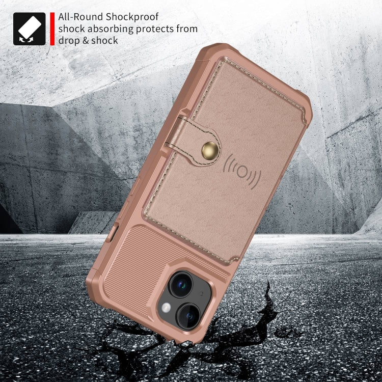 For iPhone 15 Magnetic Wallet Card Bag Leather Phone Case
