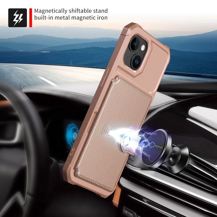 For iPhone 15 Magnetic Wallet Card Bag Leather Phone Case
