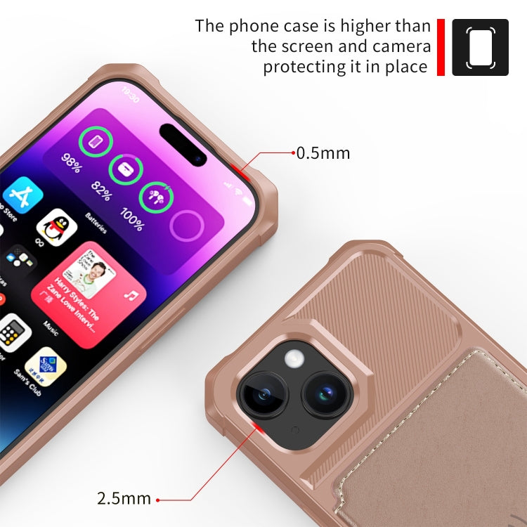 For iPhone 15 Magnetic Wallet Card Bag Leather Phone Case