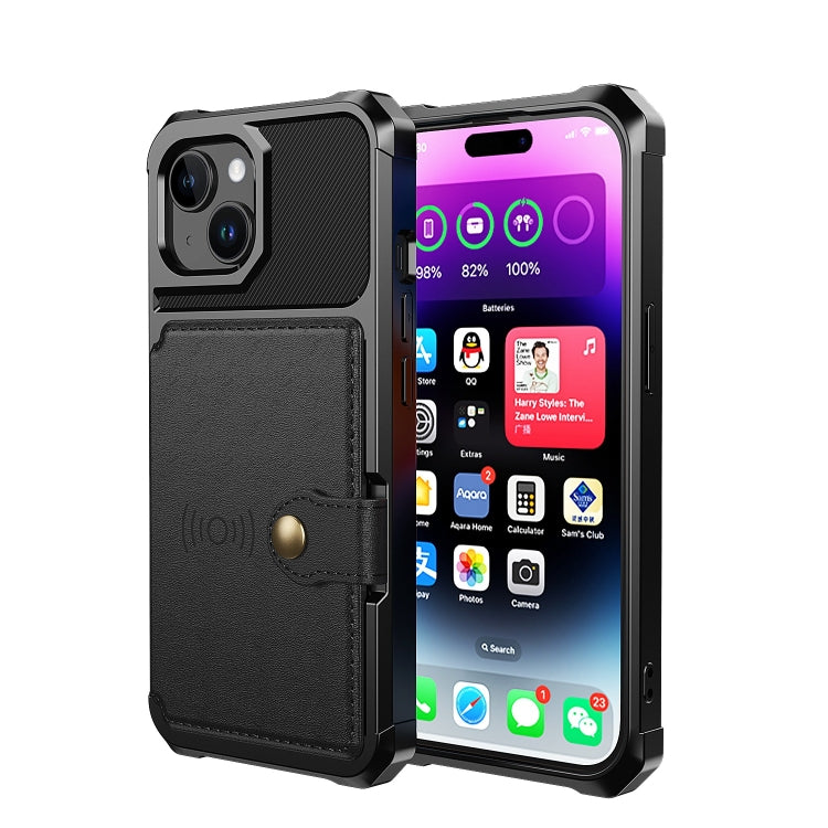 For iPhone 15 Magnetic Wallet Card Bag Leather Phone Case