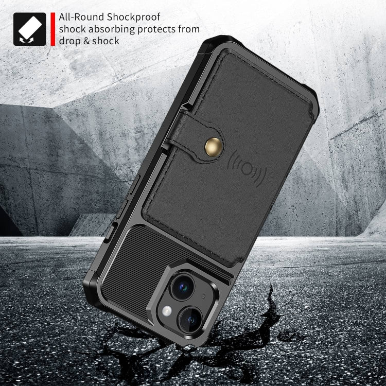For iPhone 15 Magnetic Wallet Card Bag Leather Phone Case