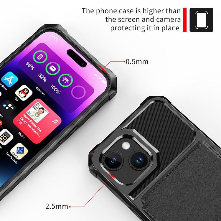 For iPhone 15 Magnetic Wallet Card Bag Leather Phone Case