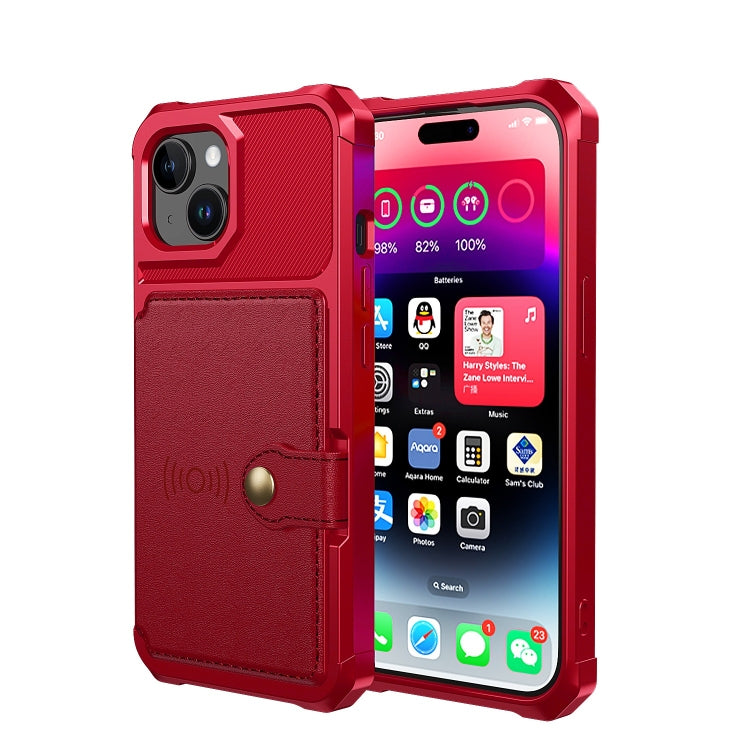 For iPhone 15 Magnetic Wallet Card Bag Leather Phone Case