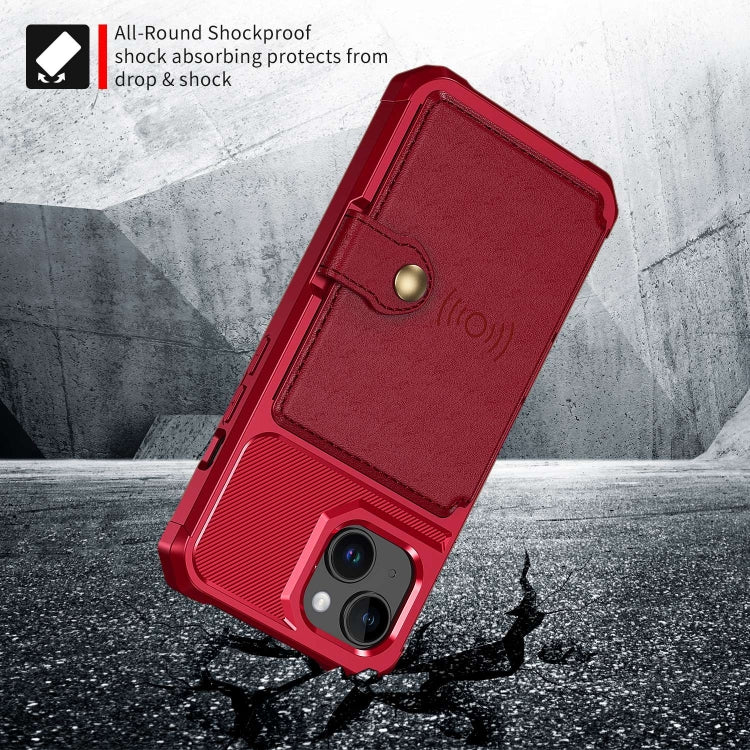 For iPhone 15 Magnetic Wallet Card Bag Leather Phone Case
