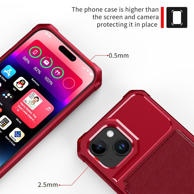 For iPhone 15 Magnetic Wallet Card Bag Leather Phone Case