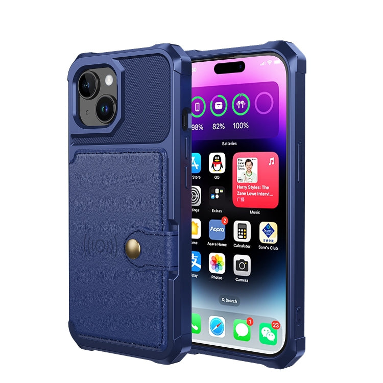 For iPhone 15 Magnetic Wallet Card Bag Leather Phone Case