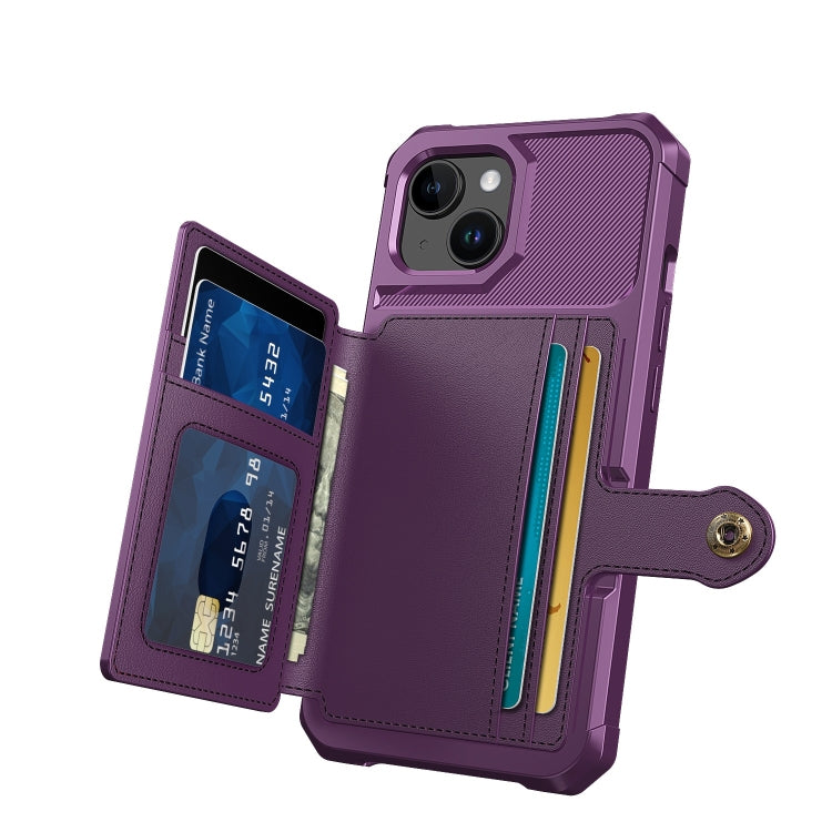 For iPhone 15 Magnetic Wallet Card Bag Leather Phone Case