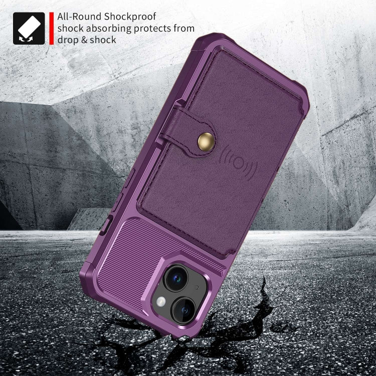 For iPhone 15 Magnetic Wallet Card Bag Leather Phone Case