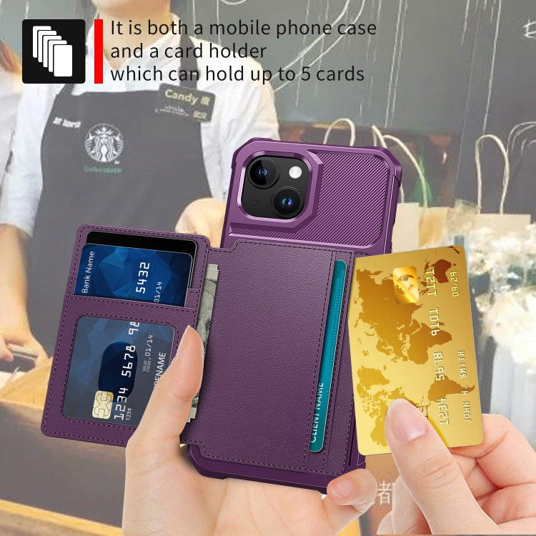 For iPhone 15 Magnetic Wallet Card Bag Leather Phone Case