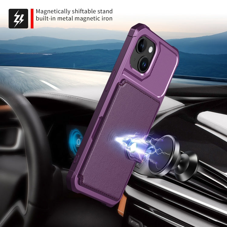 For iPhone 15 Magnetic Wallet Card Bag Leather Phone Case