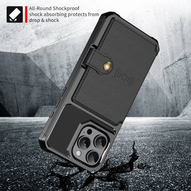 For iPhone 16 Pro Max Magnetic Wallet Card Bag Leather Phone Case