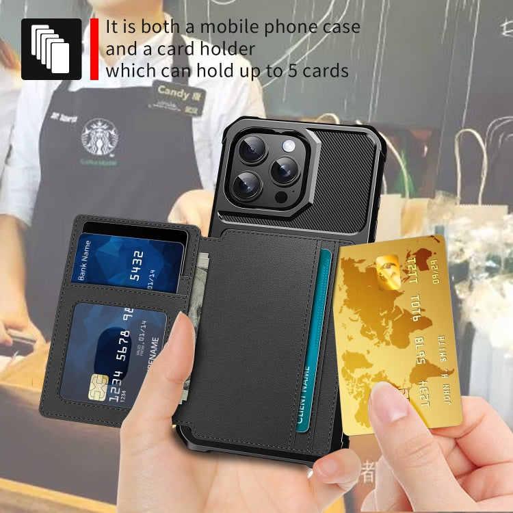 For iPhone 16 Pro Max Magnetic Wallet Card Bag Leather Phone Case