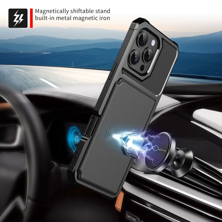 For iPhone 16 Pro Max Magnetic Wallet Card Bag Leather Phone Case