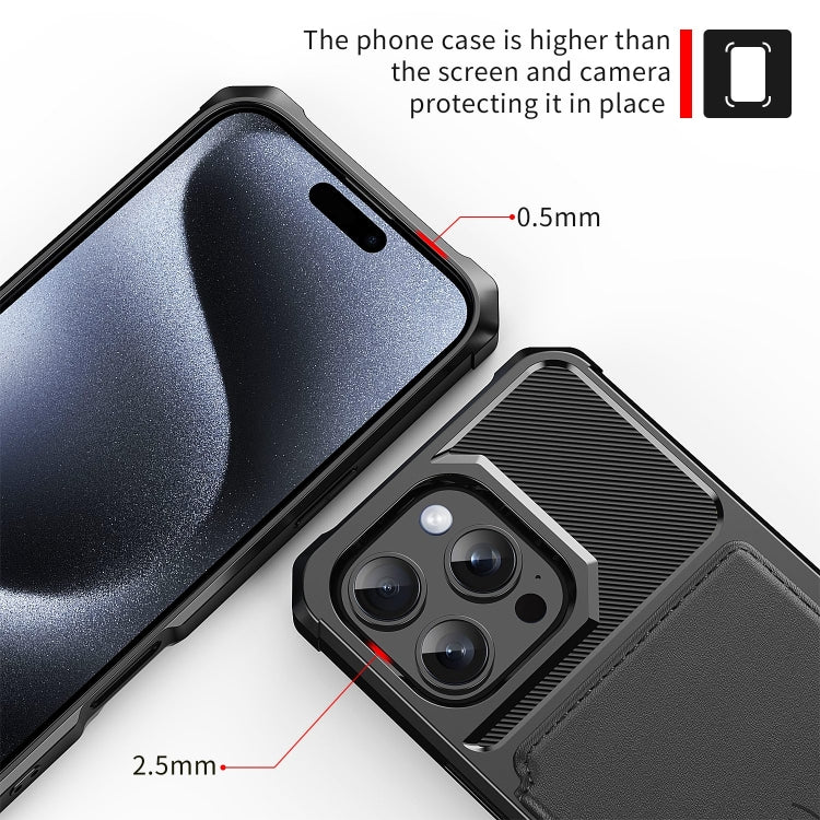 For iPhone 16 Pro Max Magnetic Wallet Card Bag Leather Phone Case
