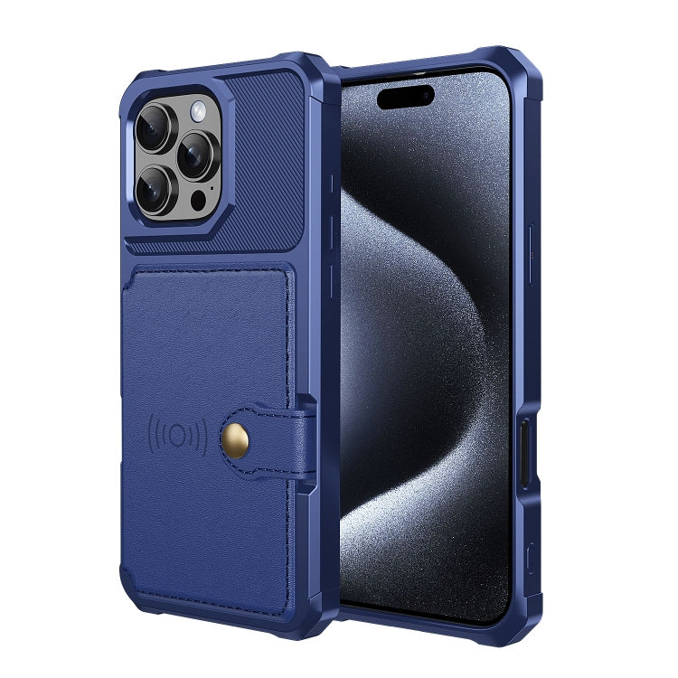 For iPhone 16 Pro Max Magnetic Wallet Card Bag Leather Phone Case