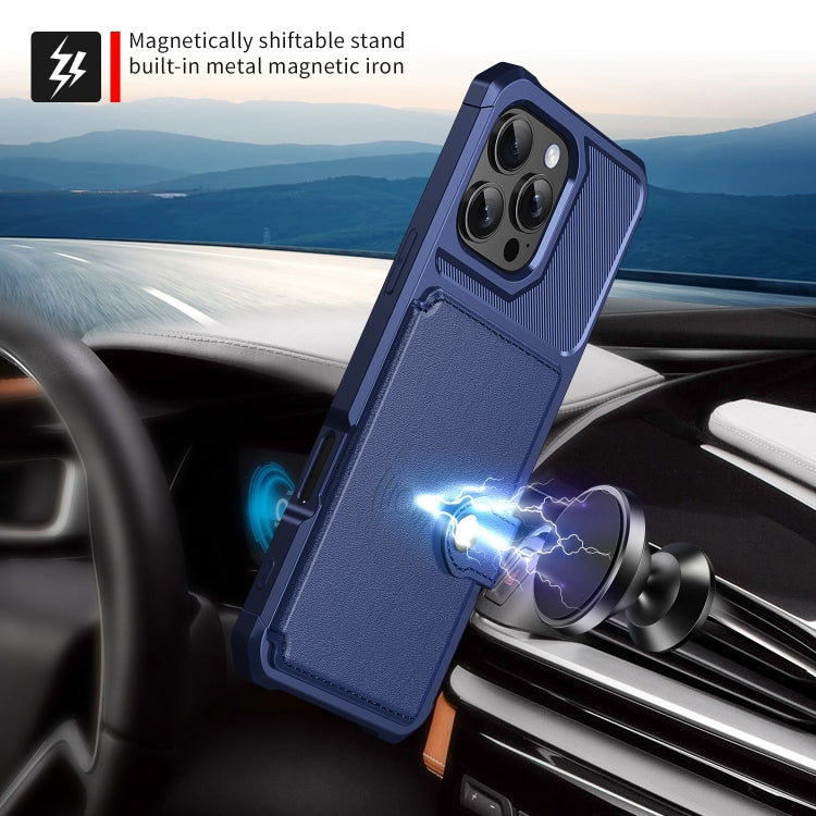 For iPhone 16 Pro Max Magnetic Wallet Card Bag Leather Phone Case