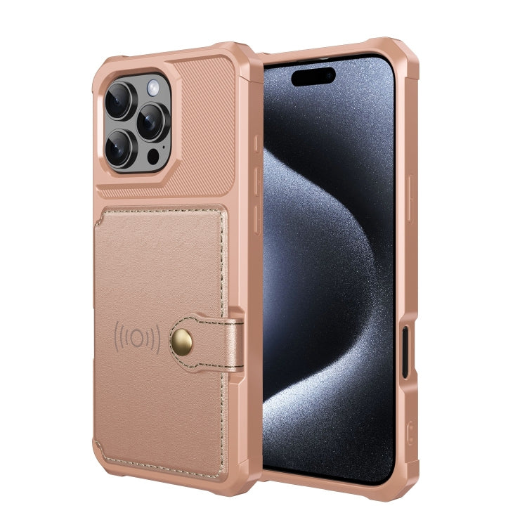 For iPhone 16 Pro Max Magnetic Wallet Card Bag Leather Phone Case