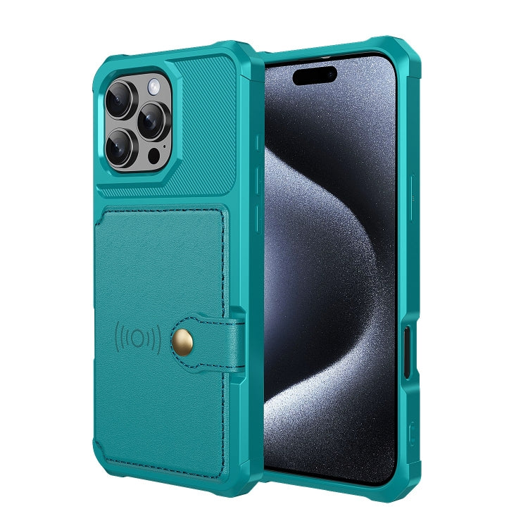 For iPhone 16 Pro Max Magnetic Wallet Card Bag Leather Phone Case