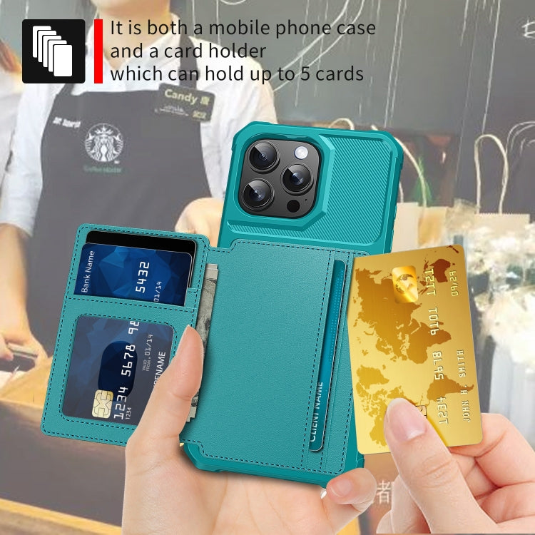 For iPhone 16 Pro Max Magnetic Wallet Card Bag Leather Phone Case