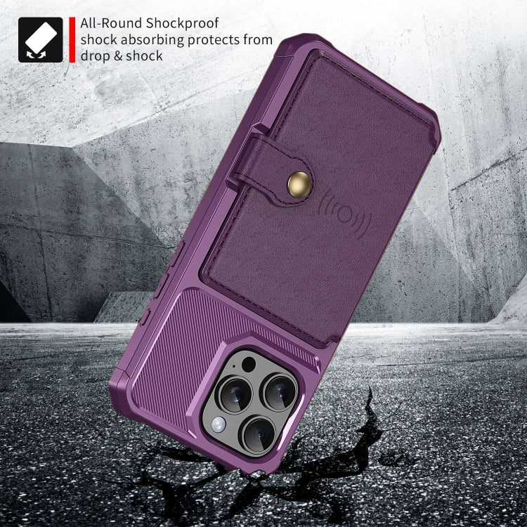 For iPhone 16 Pro Max Magnetic Wallet Card Bag Leather Phone Case