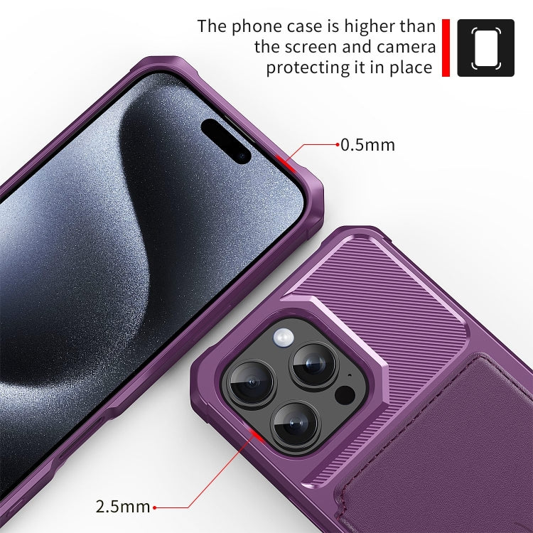 For iPhone 16 Pro Max Magnetic Wallet Card Bag Leather Phone Case