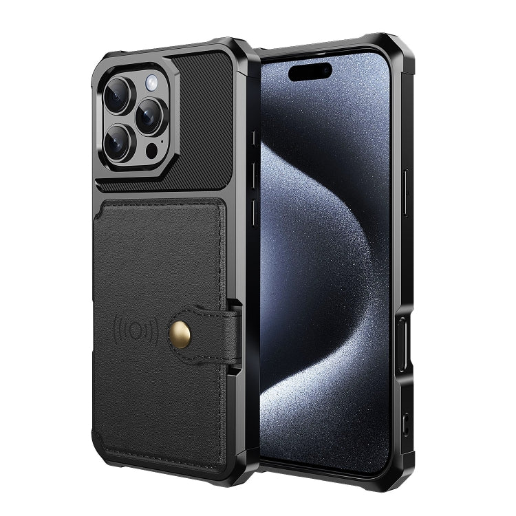 For iPhone 16 Pro Magnetic Wallet Card Bag Leather Phone Case