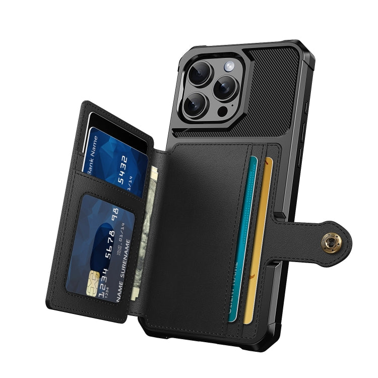 For iPhone 16 Pro Magnetic Wallet Card Bag Leather Phone Case