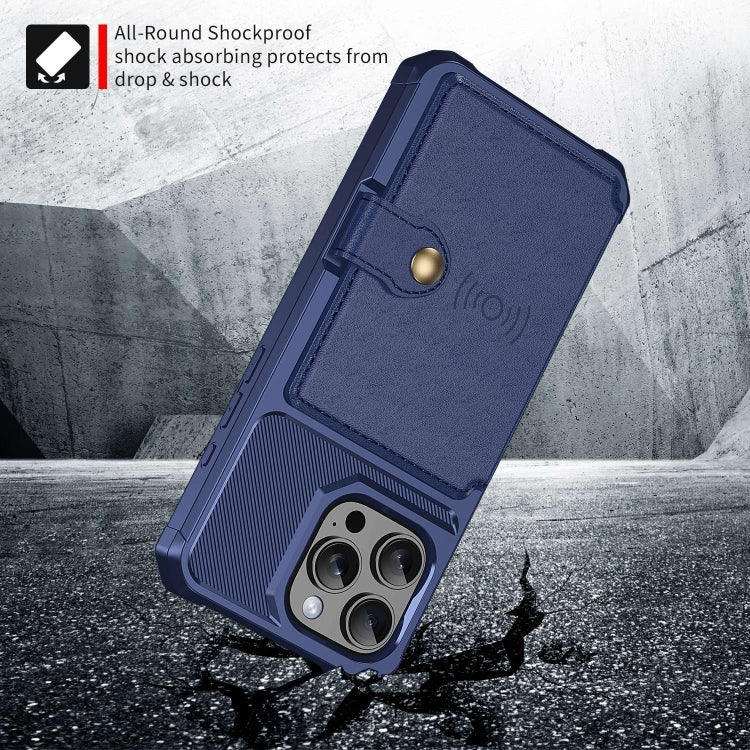 For iPhone 16 Pro Magnetic Wallet Card Bag Leather Phone Case