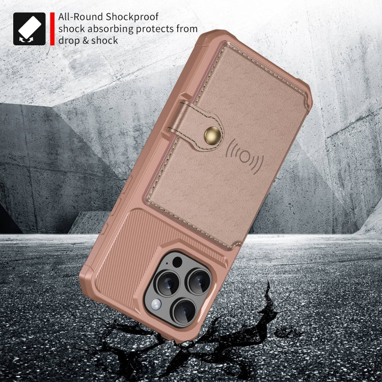 For iPhone 16 Pro Magnetic Wallet Card Bag Leather Phone Case