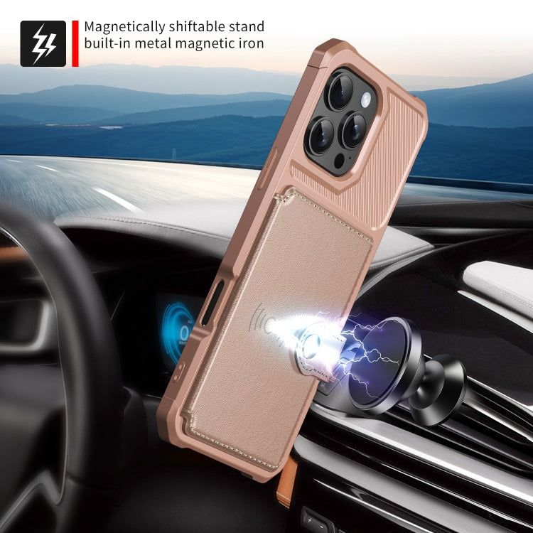For iPhone 16 Pro Magnetic Wallet Card Bag Leather Phone Case