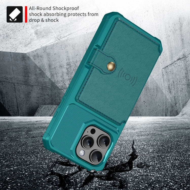 For iPhone 16 Pro Magnetic Wallet Card Bag Leather Phone Case