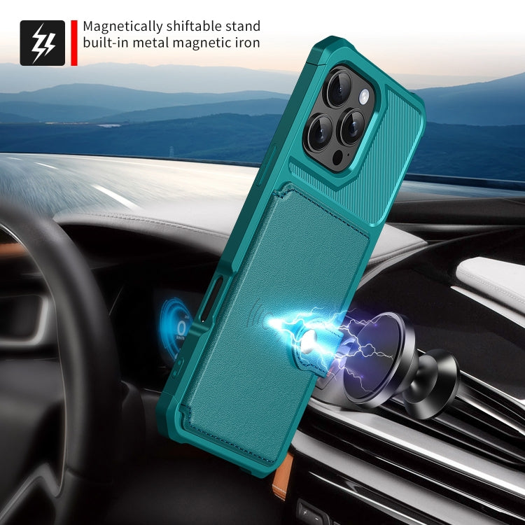 For iPhone 16 Pro Magnetic Wallet Card Bag Leather Phone Case