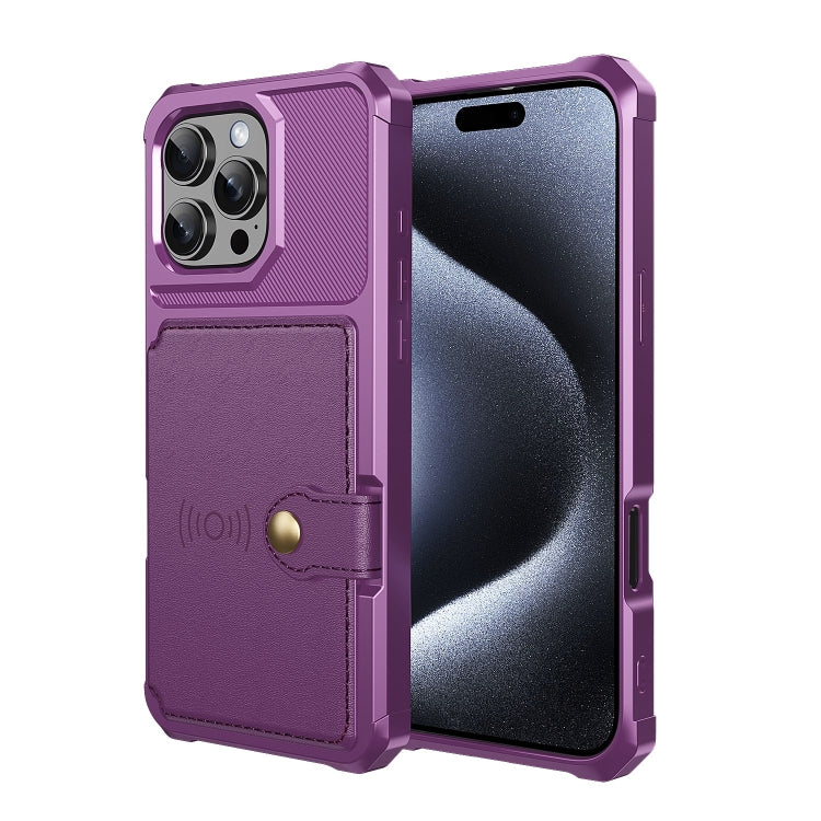 For iPhone 16 Pro Magnetic Wallet Card Bag Leather Phone Case